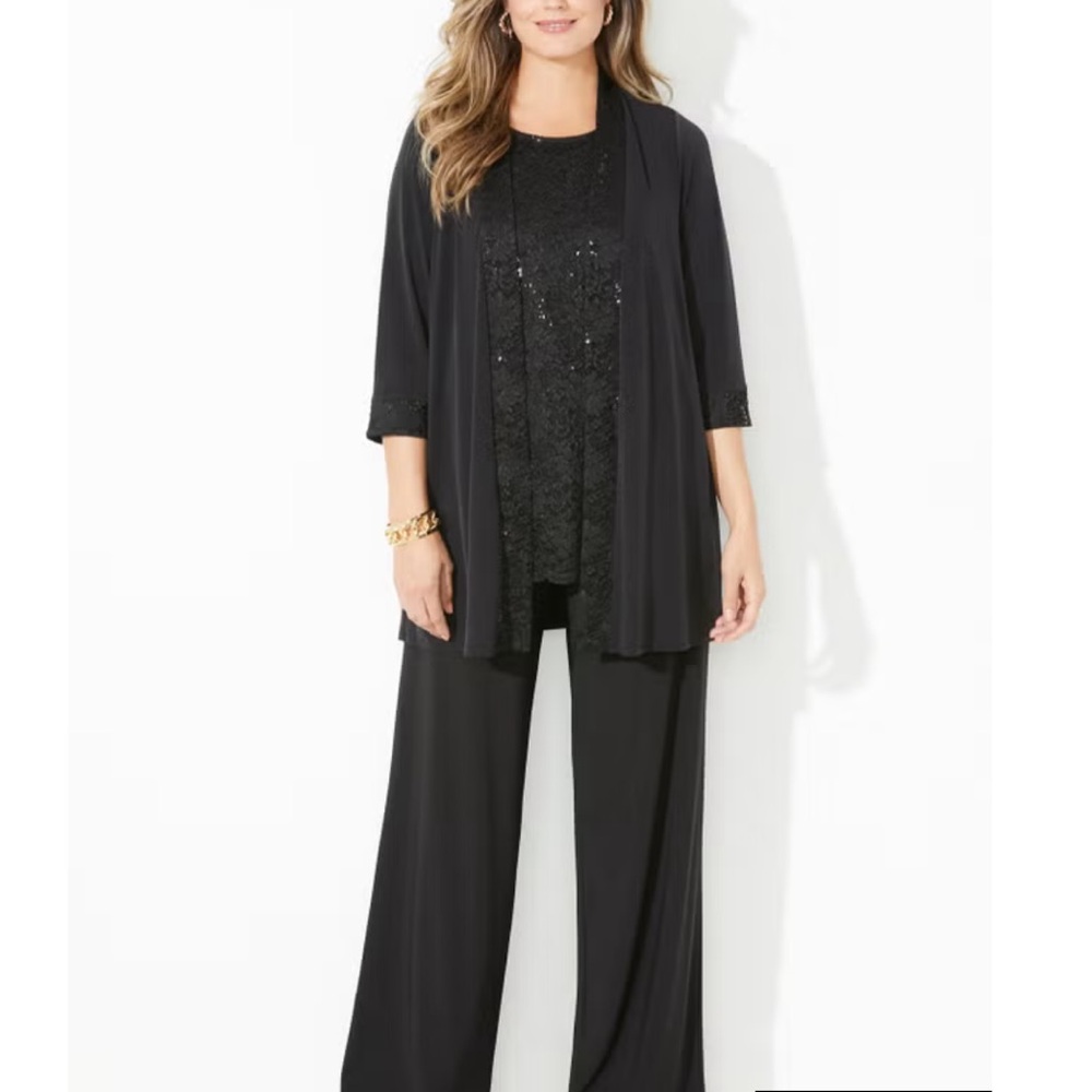 Catherines Black Pantsuits Elegant Wide-Leg Collection